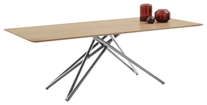 Mesa de comedor nórdica moderna con base de acero inoxidable en zigzag y tablero cuadrado de madera maciza personalizable para el hogar, la cocina o el restaurante. - Product Image 5