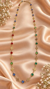 Ensemble de collier et chaîne vintage plaqué or antique multi-cristaux pour femmes, bijoux de mariage tendance - Product Image 2