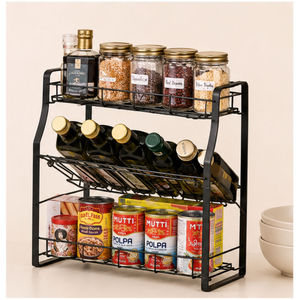 Double Tier Heavy Duty Metal Kitchen <b>Storage</b> <b>Rack</b> Countertop Organizer Space Saving Pantry Shelf for Spice <b>Bottles</b> - Product Image 2