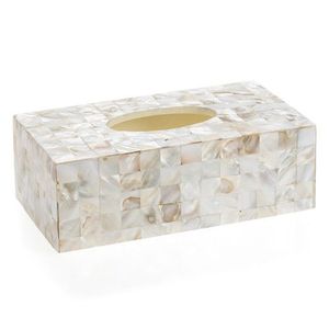 Boîte à mouchoirs rectangulaire en bois décorative, design bohème, incrustation de nacre violette faite à la main, accessoire de décoration pour la maison - Product Image 6