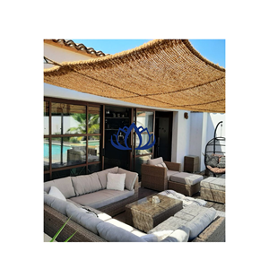 Sombrilla de Cuero Natural BLUE LOTUS con Estructura Resistente, Diseño Moderno Estilo Granja, Ecológica, para Exteriores - Product Image 6