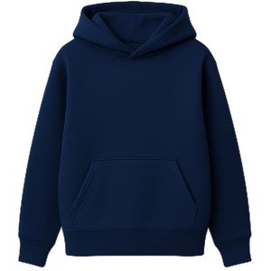 Sudadera con Capucha Azul Marino para Hombre, Corte Holgado, Diseño Casual de Color Sólido con Bolsillos, Prenda Otoñal 100% Algodón Ecológico - Product Image 1