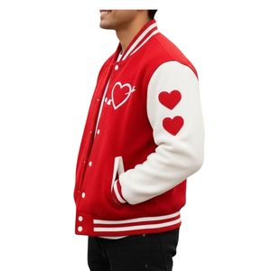 Blouson universitaire personnalisé pour couple, style streetwear, en polaire, brodé, unisexe, vente en gros, fabricant OEM - Product Image 3