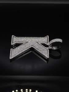 Pendentif lettre initiale K personnalisé, diamant de laboratoire VVS, dos massif en argent 925, breloque alphabet bloc entièrement sertie, bijoux hip-hop - Product Image 3