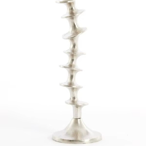 Spiral Tall <b>Silver</b> Metal Candle Holder Modern Sculptural Design Decorative <b>Candlestick</b> Home Decor Centerpiece Style - Product Image 1