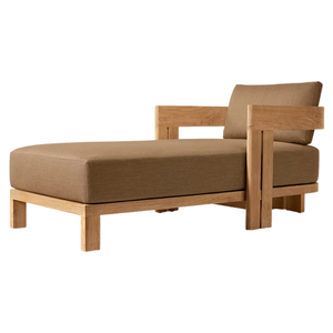 Hot Sale The Plaza Luxury Modern Minimalist Teak Outdoor Daybed <b>Sofa</b> Natural Finish Thick Armrest Cushion Lounge Chair - Product Image 1