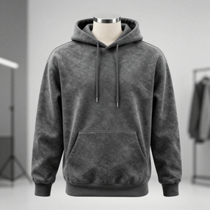 เสื้อสเวตเตอร์แบบสวมหัวผ้าฟลีซผ้าฝ้ายฟอกสีสไตล์วินเทจซักได้ - Product Image 4