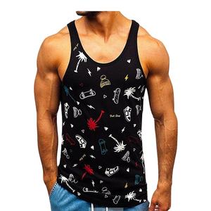 Haute qualité 100% coton hommes débardeurs été sans manches col rond gilets respirant tricoté conception Logo personnalisé impression en gros - Product Image 3