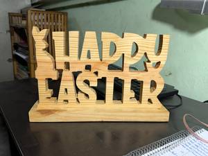 Letrero de Mesa de Madera Moderno Hecho a Mano para Feliz Pascua, Placa Decorativa con Letras de Conejo, Decoración de Mesa, Regalos de Pascua - Product Image 1