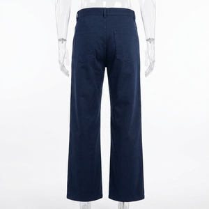 Pantalon de travail en velours côtelé pour homme, coupe droite, avec passants de ceinture, teint uni, style décontracté industriel - Product Image 2