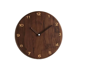Horloge murale en bois d'acacia, horloge murale en bois naturel, décoration murale en bois - Product Image 1