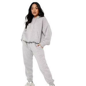 <b>Women</b> <b>Fleece</b> Streetwear 2 Piece Tracksuit Set Hooded Full Sleeve Solid Color Casual Wear Winter Regular Fit <b>Joggers</b> Pocket - Product Image 4