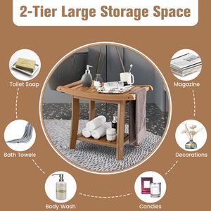 Sgabello da Bagno Pieghevole Resistente, Impermeabile, in Acciaio Inossidabile con Seduta Curva, Ripiano Portaoggetti, Altezza Regolabile per Bagno e Hotel - Product Image 6