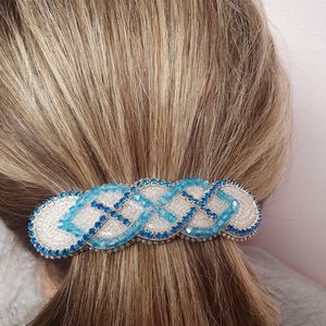 Pinza para el pelo con bordado floral y cuentas, ideal para eventos, bodas, fiestas, pasador étnico para mujer, pinzas de pelo a la moda. - Product Image 4