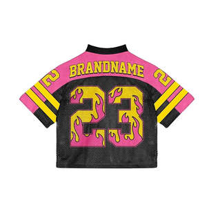 Camiseta de malla extragrande estilo jersey de fútbol con estampado gráfico personalizado Y2K, de secado rápido, con cuello en V, para verano. - Product Image 2