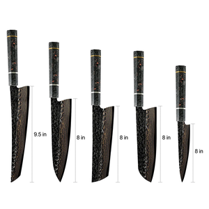 Juego de Cuchillos de Acero de Damasco Hechos a Mano con Mangos de Fibra de Carbono, Colección de Cuchillería de Cocina Premium para Cocina Profesional - Product Image 5