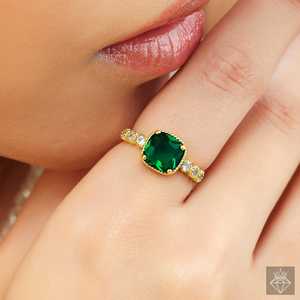 Emerald Embrace Anti-Tarnish Ring Fine Adjustable Size Jewelry - Product Image 1