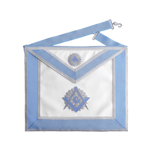 Delantal Masónico Premium para Maestro Masón con Cinturón de Cinta Azul Claro, Delantal Masónico de Lujo para Maestro Masón con Bordado Premium - Product Image 1