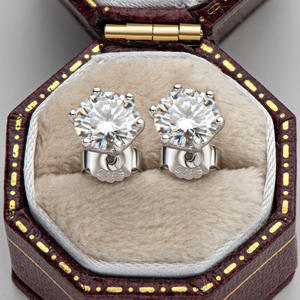925 Sterling <b>Silver</b> Rhodium Plated Prong <b>Set</b> Round Brilliant Cut Moissanite <b>Stud</b> <b>Earrings</b> Unisex Everyday Wear Trendy Style - Product Image 4