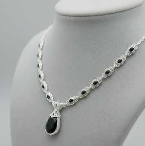 Elegante Collar con Colgante de Perla de Ónix Negro, Plata de Ley 925, Chapado en Oro de 18K, para Mujer, Ideal para Cócteles y Eventos Nocturnos - Product Image 1