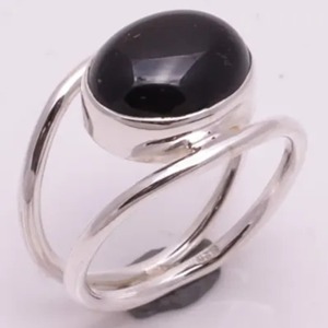 Black Onyx <b>Ring</b> 925 Sterling <b>Silver</b> Handmade Boho <b>Statement</b> Promise <b>Ring</b> for Women, Oval Black Onyx <b>Ring</b>, July Birthstone Gift - Product Image 1