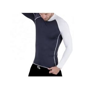 Vente en gros de chemises à compression vierges BJJ Rash Guards à manches longues unies pour hommes design personnalisé - Product Image 1