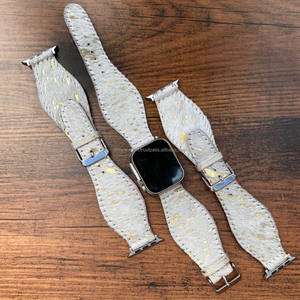 สายนาฬิกาหนังวัวทำด้วยมือสำหรับผู้หญิงสายรัดข้อมือหนังแท้สีเมทัลลิก - Product Image 2