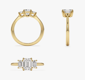 14K Tapered Baguette Cut Lab Diamond <b>Vintage</b> Engagement <b>Ring</b> with IGI Certification <b>Gold</b> Plated for Anniversary - Product Image 4