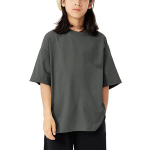 T-shirt uni noir personnalisé à imprimer 250 GSM Sorona rafraîchissant pour enfants, en jersey 100 % coton épais, idéal pour la gym, le club, l'école, le campus, unisexe - Product Image 1