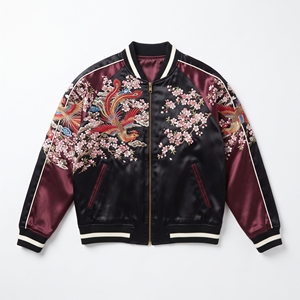 Veste Yokosuka Eastern Phoenix réversible Sukajan Edo Wave, veste souvenir lourde, Kyoto Serpent Satin Sukajan Vintage - Product Image 1