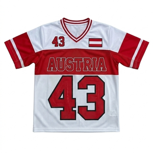 Maillot de football d'Autriche unisexe rouge et blanc 43 col en V manches courtes en mesh respirant pour adulte, impression sublimée - Product Image 3