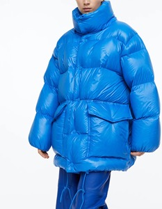 Women's <b>Quilted</b> Jacket Blue Hooded Long Sleeve Thick Winter Coat With Zipper Closure Polyester <b>Wadding</b> Woven Fabric - Product Image 3