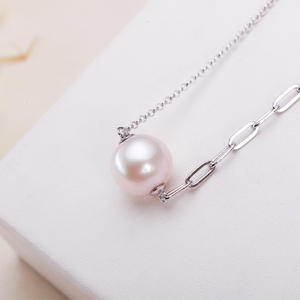 Collier en argent pur S925 avec perle d'eau douce, chaîne croisée, collier de connexion, vente en gros de bijoux Zhuji - Product Image 3