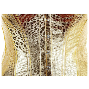 Best Golden Plus Size Breathable Eco-Friendly Anti-Bacterial Women's Two-Tone Brocade Steel Boned Overbust Corset Shapers Sports - Product Image 6
