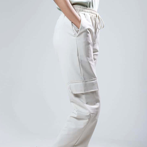 Pantalones Cargo para Mujer, Color Sólido, Tejidos, Cintura Media, con Cordón, Corte Holgado, Largos, Casuales, con Bolsillos, Transpirables - Product Image 2