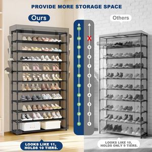 Scarpiera Alta a 10+1 Ripiani con Copertura, Capacità 50-55 Paia di Scarpe - Product Image 4