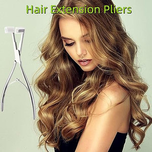 Alicates para extensiones de cabello con cinta adhesiva, de acero inoxidable plateado, con superficie plana, herramientas para sellar extensiones de cabello para mujeres. - Product Image 5