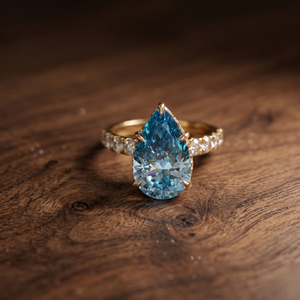 Anillo de Compromiso Clásico con Diamante Azul de Corte Pera de 5 Quilates Cultivado en Laboratorio, Oro de 14K, con Certificado IGI, para Aniversario o Boda - Product Image 1