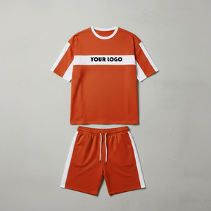 Custom Mens Personality Sport Set Summer 2 Piece Set Short Sleeve T Shirts and Shorts Stylish Casual Summer Set 2 Tone - Product Image 4