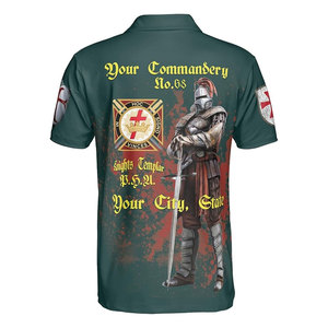 Polo personnalisé pour homme avec nom de commanderie, franc-maçon, chevalier templier, broderie personnalisée Sir Knights Fraternal - Product Image 3