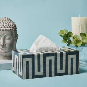 Boîte à mouchoirs en os incrusté 100% naturel avec couvercle, qualité supérieure, polie, faite à la main, taille personnalisée, en vente - Product Image 1