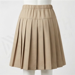 Women Pleated Mini <b>Skirt</b> <b>Elastic</b> <b>Waist</b> Solid Color High <b>Waist</b> Comfortable All Seasons Woven Polyester <b>Skirt</b> - Product Image 2