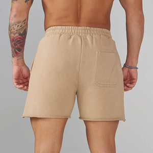 Shorts pour hommes gris anthracite à ourlet brut, de haute qualité, respirants, personnalisés, pour le sport et la gym, doux et confortables, en molleton - Product Image 3