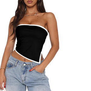 Top Corto sin Tirantes para el Verano, Estilo Casual y Sencillo para Vacaciones en la Playa, Top Tubo para Mujer, Estilo Urbano, Ajuste Moderno, OEM - Product Image 3