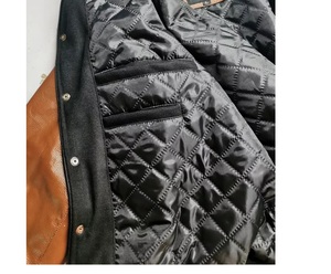 <b>Men's</b> Red Blue Varsity <b>Jacket</b> PU <b>Leather</b> Sleeve Preppy Style Turn-down Collar Button Closure Autumn Wear - Product Image 4