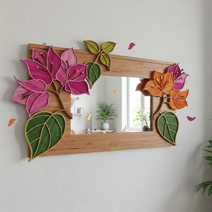 FABULOUS IMPEX Miroir encadré en bois, motif floral, style moderne, décoration murale écologique pour salon, décoration intérieure - Product Image 3