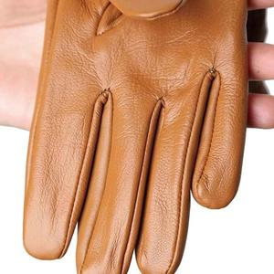 Gants de conduite en cuir premium pour femme, unisexe, marron camel, avec sangle de poignet réglable, toutes saisons - Product Image 5