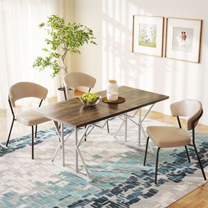 Tavolo da Pranzo Ovale Allungabile Stile Fattoria 63''x47'' con Base a Cavalletto Robusta Marrone - Per Sei Persone - Product Image 2
