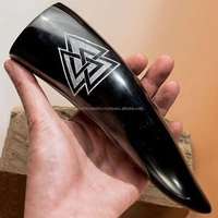 Corne à boire en buffle véritable polie, portable, inspirée de la culture viking nordique et médiévale, effet feu, dernière nouveauté