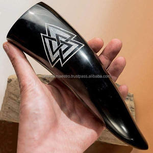 Valhalla Norse Inspired Vikings Medieval Ancient Culture Hand Carved Real Buffalo Ox Drinking horn <b>Fire</b> Effected Latest Design - Product Image 2